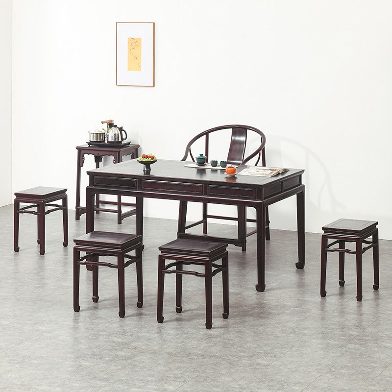 宋韵赞比亚血檀干泡茶桌中式茶几实木茶桌非洲小叶紫檀茶台干泡台