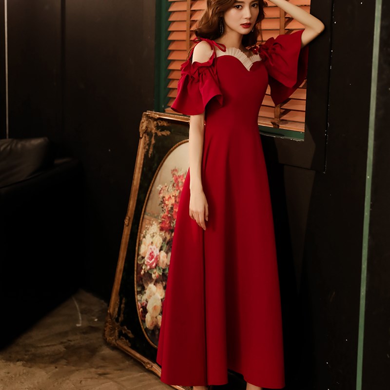 伴娘服礼服2024新款拼接网纱新娘结婚敬酒服中长款a字裙平时可穿