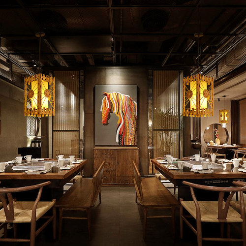 竹艺中式特色餐厅火锅店禅意茶室竹灯笼日式田园创意民宿竹艺吊灯