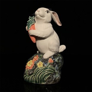 石湾公仔陶瓷兔子摆件家居装饰客厅新中式小白兔摆设兔年春节送礼