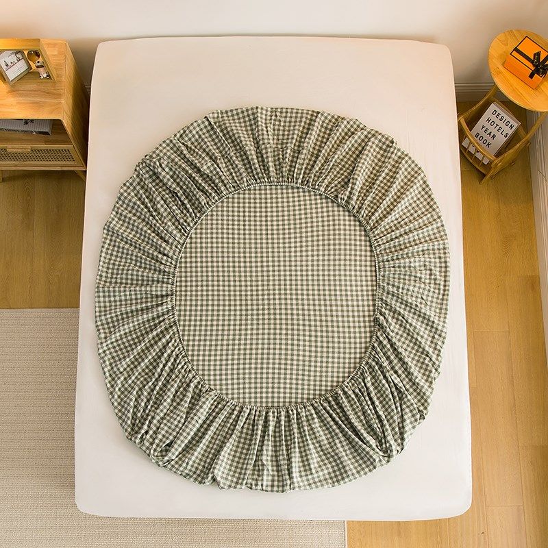 全棉床笠单件纯棉色织格子宿舍单人120x200床单1.8床家用垫防尘套