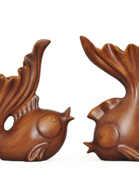 招财鱼摆件插干花一对家居客厅玄关卧室书桌电视柜装饰品创意花瓶