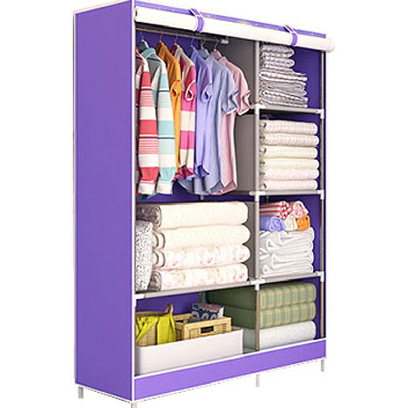 简易布衣柜钢管加固加粗防尘加厚单人衣橱宿舍大号双人组装收纳架