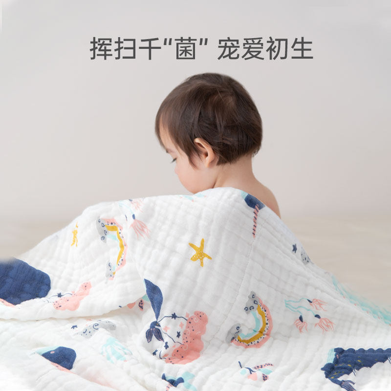婴爱新生婴儿纱布浴巾夏季薄款超软纯棉洗澡吸水毛巾宝宝盖毯,婴童用品,浴巾,淘宝优惠券,粉丝福利购,淘宝优惠卷