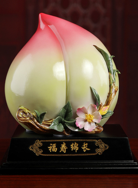 戴玉堂寿桃陶瓷摆件生日礼物送长辈父母爷爷奶奶祝寿贺寿大寿礼品