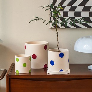 简约创意个性 大口径透气陶土素胚花盆网红绿植盆栽绿萝多肉花器