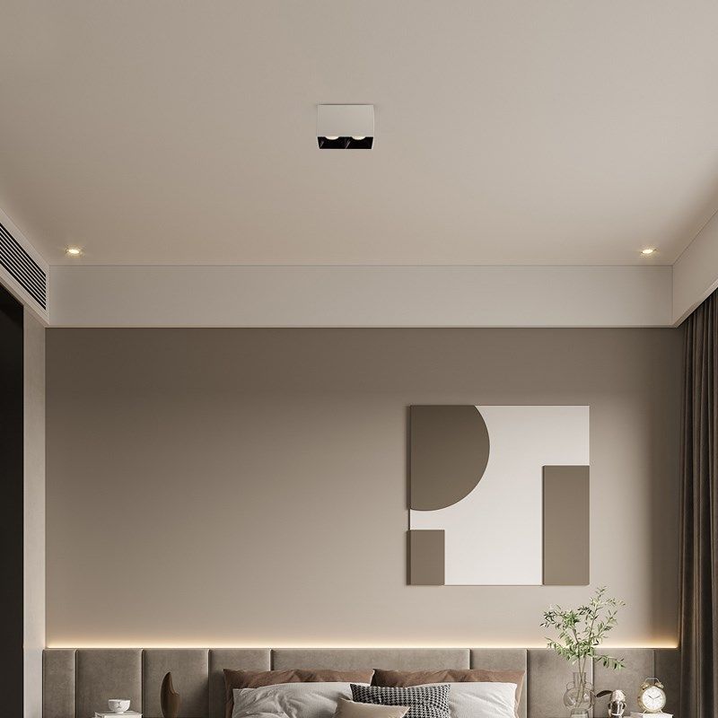 led防眩明装射灯客厅无主灯卧室过道吸顶式方形双头斗胆灯盒子灯