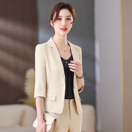 短款西装套装女2024新款小个子休闲高级感七分中袖职业正装工作服