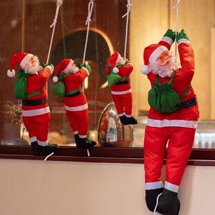 圣诞节装饰品爬绳圣诞老人挂件吊饰商场门店橱窗场景布置装扮道具