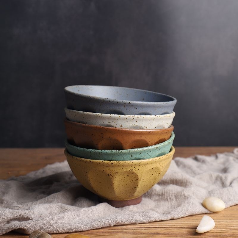 粗陶复古米饭碗家用创意简约小面碗点心甜品碗