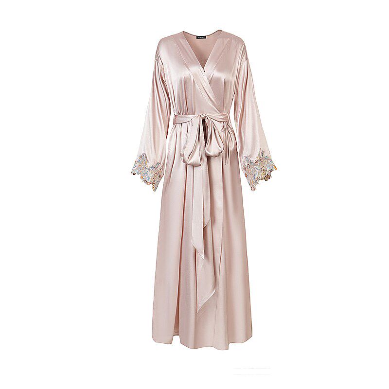 2024春夏LP25周年七彩蕾丝真丝混纺女神新娘晨袍睡袍浴袍家居服