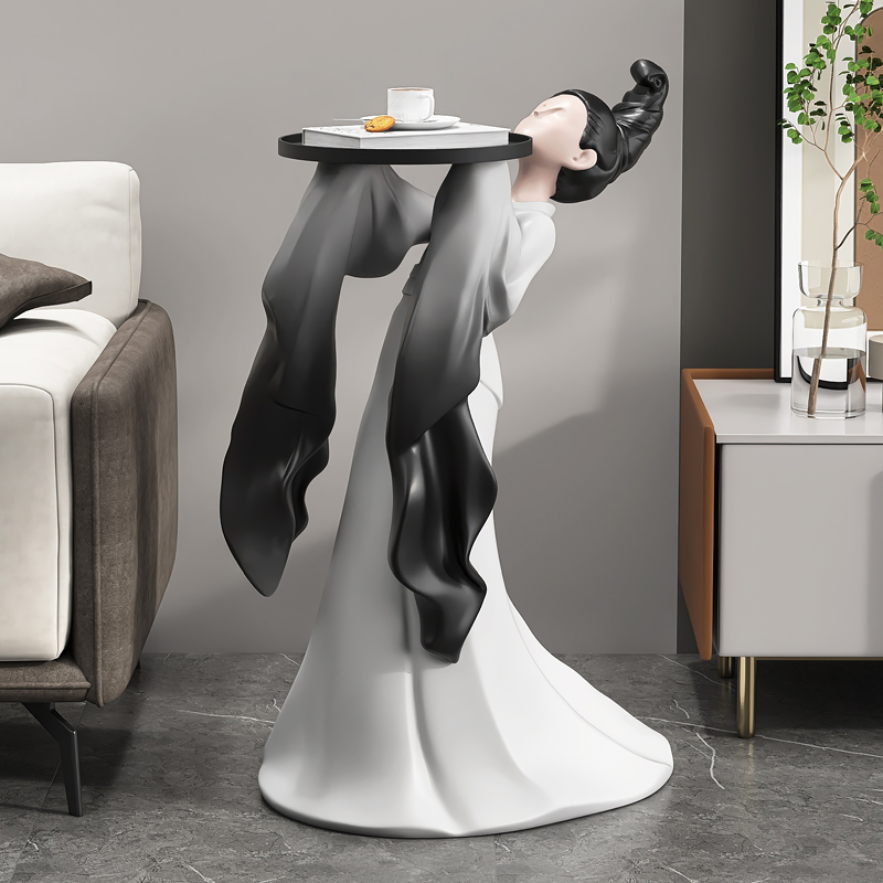 国风仕女大落地摆件客厅电视柜沙发旁茶几托盘床头乔迁新年礼物