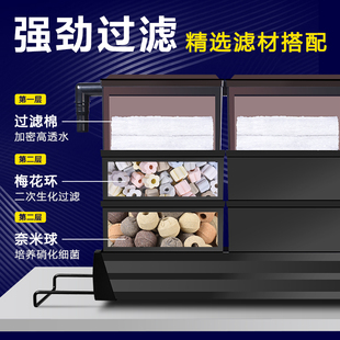 鱼缸上置过滤盒子干湿分离过滤槽水族箱顶部循环过滤盒上滤滴流盒