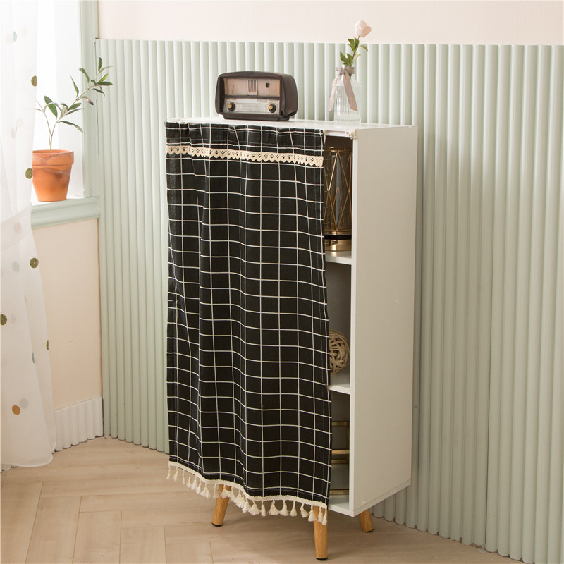 橱柜自粘式轨道柜帘柜子遮挡帘可移动衣柜鞋架防尘拉帘书柜遮挡布