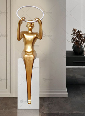 大型雕塑摆件工艺品酒店大堂过道玄关落地售楼处装饰品人物艺术品