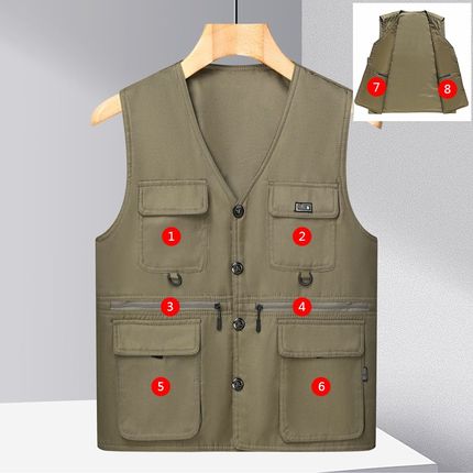 中老年工装马甲男夏季薄爸爸马夹外套多口袋老人钓鱼背心爷爷上衣