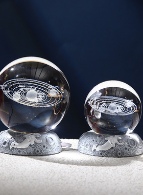 发光水晶球桌面摆件创意玻璃球装饰品小夜灯送人生日礼物女情人节