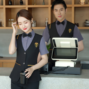 KTV假两件衬衣马甲前台收银酒店工作服服务员美甲理发美容院男女