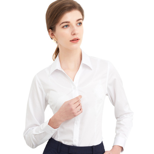 新款女士全棉DP成衣免烫长袖衬衫商务修身白领上班正装抗皱衬衣