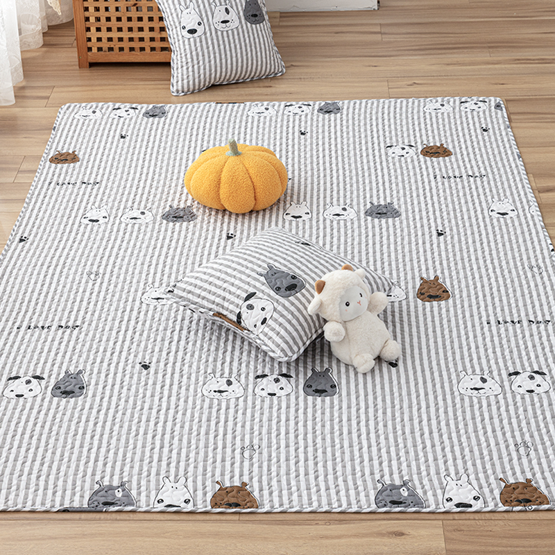 纯棉婴儿爬行垫儿童布艺地垫卧室地上榻榻米防滑全棉垫可机洗定做