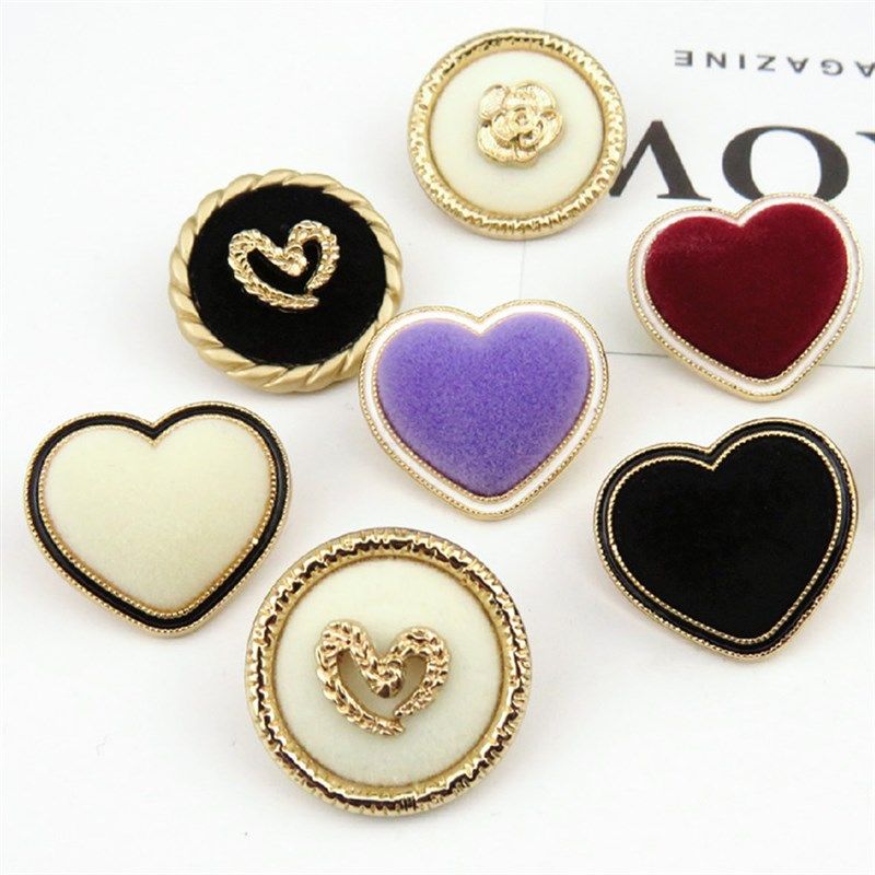 金属爱心桃纽扣圆形黑白植绒大衣西服扣玫瑰花时装毛衣外套装饰扣,居家布艺,纽扣,淘宝优惠券,粉丝福利购,淘宝优惠卷