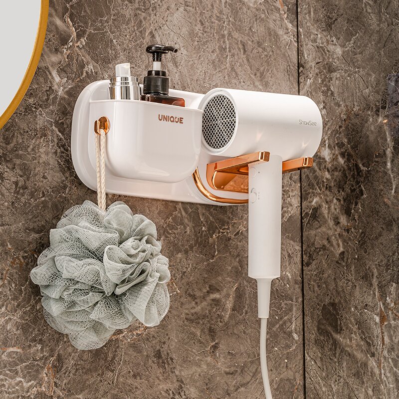 吹风机置物架免打孔化妆室吹风机挂架浴室壁挂式吹风机支架收纳神