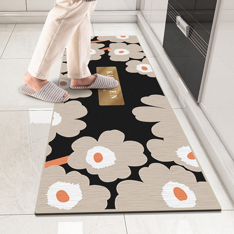 花朵厨房地垫家用吸水吸油脚垫子防滑耐脏可擦洗门垫长条防油地毯,居家布艺,家用脚垫,淘宝优惠券,粉丝福利购,淘宝优惠卷