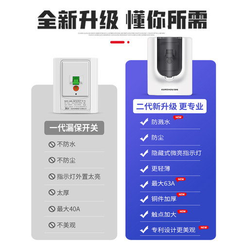 3匹柜机空调漏电保护开关3P插座32a空开专用带漏保保护器家用86型