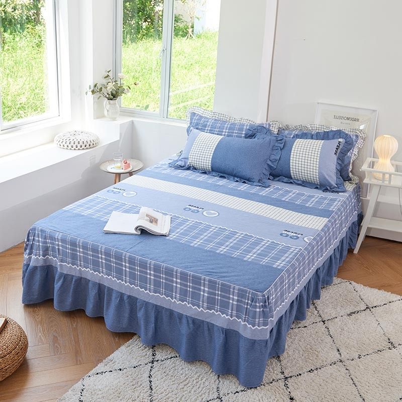 纯棉床裙式床罩单件花边床单全棉席梦思防滑床盖床套三件套四件套,床上用品,床裙,淘宝优惠券,粉丝福利购,淘宝优惠卷