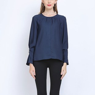 高级感上衣女大码春秋荷叶边衬衫春季新款法式小衫喇叭袖衬衣胖mm