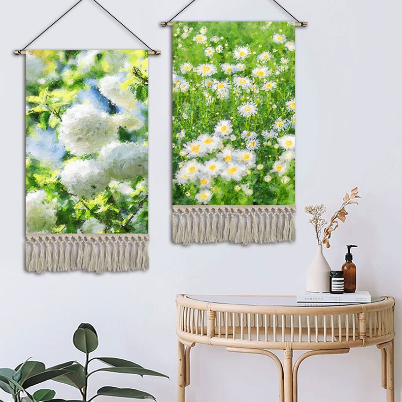 简约油画餐厅装饰画卧室花卉手工坊定制画挂画布艺小清新挂毯挂布图片