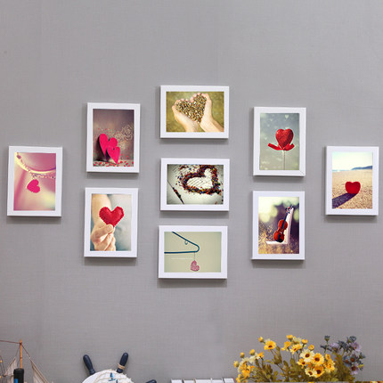 九宫格创意组合 客厅悬挂照片墙挂墙 卧室相片墙9个7寸装饰画框