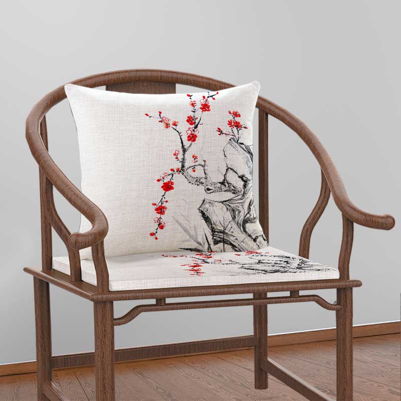 新中式坐垫抱枕中国风梅花靠背客厅沙发座椅垫榻榻米罗汉床睡觉垫