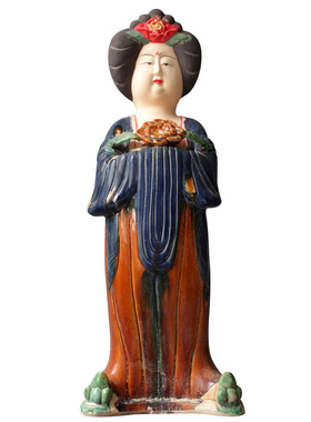 陶瓷仕女陶俑摆件唐三彩仿古侍女胖妞收藏家居饰品书房玄关柜礼品