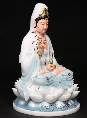 汉白玉石雕观音佛像家用送子观音南海观世音菩萨神像娑婆三圣摆件