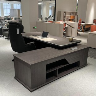 2024新中式实木大班台禅意黑胡桃白蜡木主管桌酒店民宿办公室家具