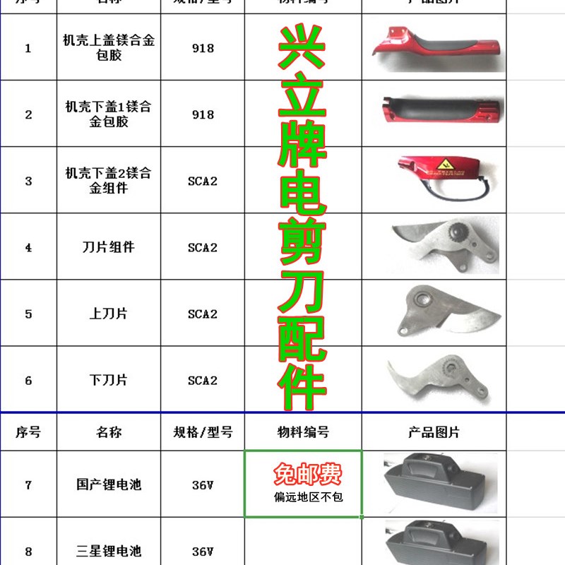 电动剪刀配件兴立888  928 918 828锂电池刀口连接线电缆果树修剪