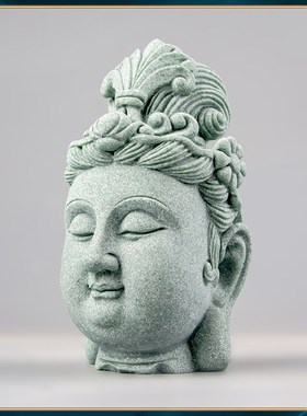 创意新中式禅意佛头茶玩摆件玄关鱼缸造景书房办公室茶台装饰品