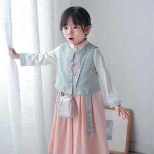 古装儿童春秋汉服中国风服装儒裙仙女装女童唐装宝宝衣服幼童套装
