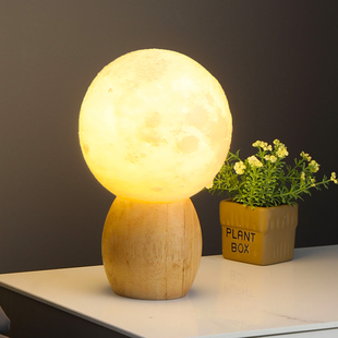 台灯可调光北欧简约卧室床头灯氛围实木创意个性艺术遥控小夜灯