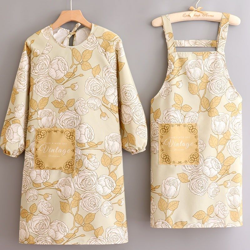 时尚帆布法式家用厨房做饭长袖围裙防污上班新款工作服反穿女罩衣,家庭/个人清洁工具,围裙,淘宝优惠券,粉丝福利购,淘宝优惠卷