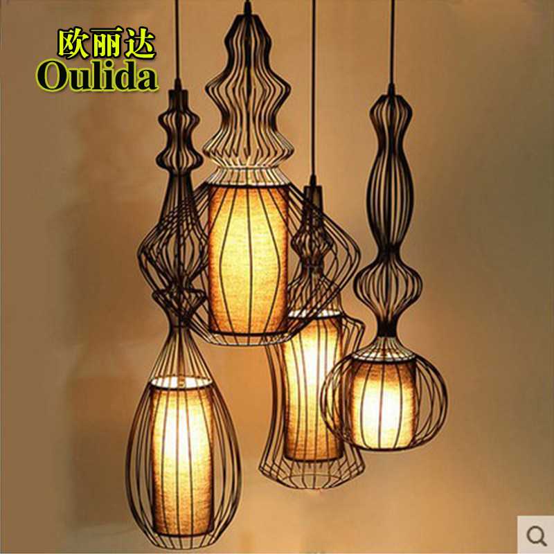 美式创意咖啡厅个性复古楼梯餐厅饭厅工业风铁艺鸟笼新中式吊灯具,家装灯饰光源,客厅吊灯,淘宝优惠券,粉丝福利购,淘宝优惠卷