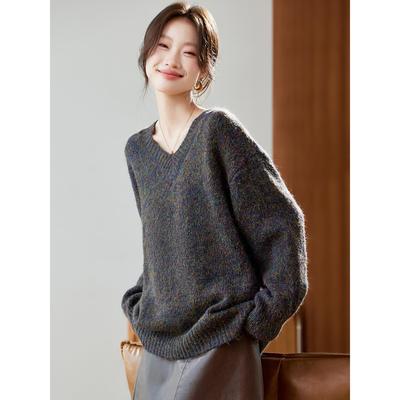 毛衣女款秋冬季2025新款韩系慵懒风宽松加厚毛线衣洋气针织打底衫