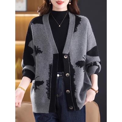 高级感针织开衫女春秋2025新款百搭宽松显瘦慵懒风中长款毛衣外套