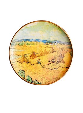 梵高油画装饰艺术盘子摆件美式陶瓷摆盘客厅电视柜向日葵样板间