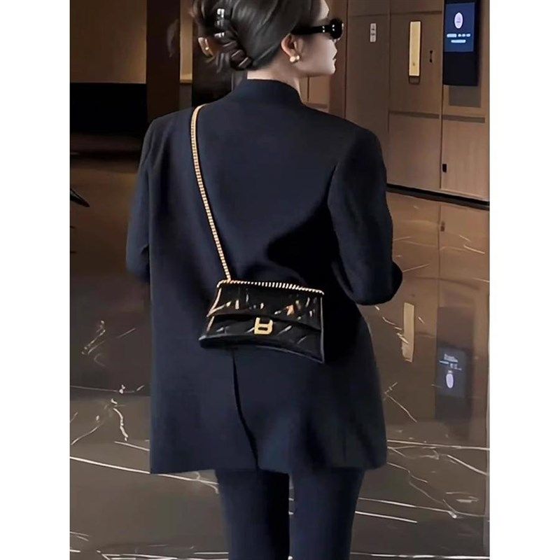 黑色小西装外套女小个子春秋季新款宽松中长款气质休闲上衣女西服