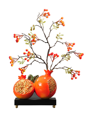 新中式石榴多子多福创意电视柜玄关装饰品摆件乔迁礼物新居礼品