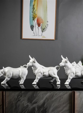 北欧简约黑白牛动物摆件 家具摆设家居装饰品陶瓷礼物工艺品