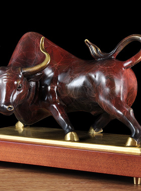 纯铜牛运当头牛摆件华尔街牛招财牛客厅书房装饰品办公室桌工艺品
