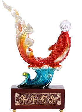 年年有鱼水晶球摆件客厅玄关电视酒柜装饰品乔迁新居开业日常送礼